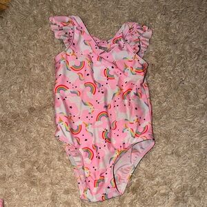 Cat & Jack Pink Swimsuit with Unicorn and Rainbow